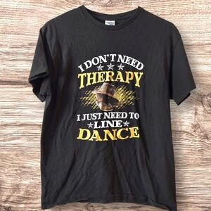 Vintage Western Dance T-shirt Black Cotton Cowgirl Rodeo Ranchwear Sz M